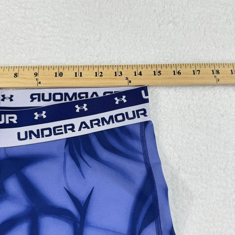 Under Armour Leggings Kids YXL Blue Palm Print HeatGear Athletic Tights